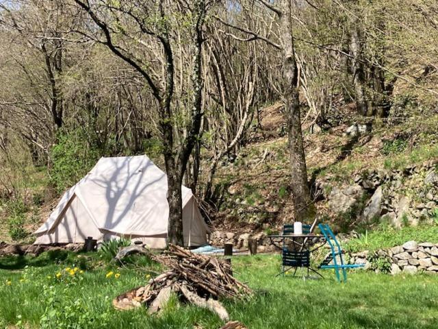 Grande Tente Tipi En Pleine Foret Burzet Exterior foto